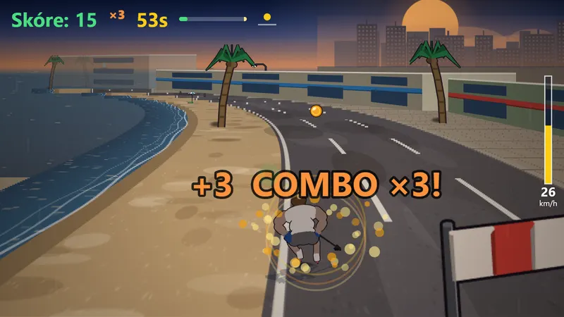 Jízda v Ulici: combo ×3 za sebrané mince