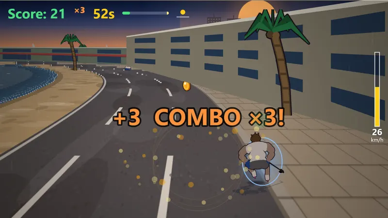 Jízda v Ulici: combo ×3 za sebrané mince